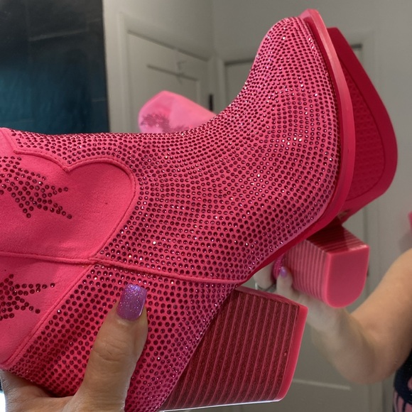NWT Pink Julie Rhinestone Wide Calf Boots | Size 7 - Picture 8 of 12